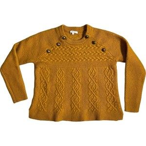 Madewell Button Detail Cable Knit Pullover Sweater - Medium